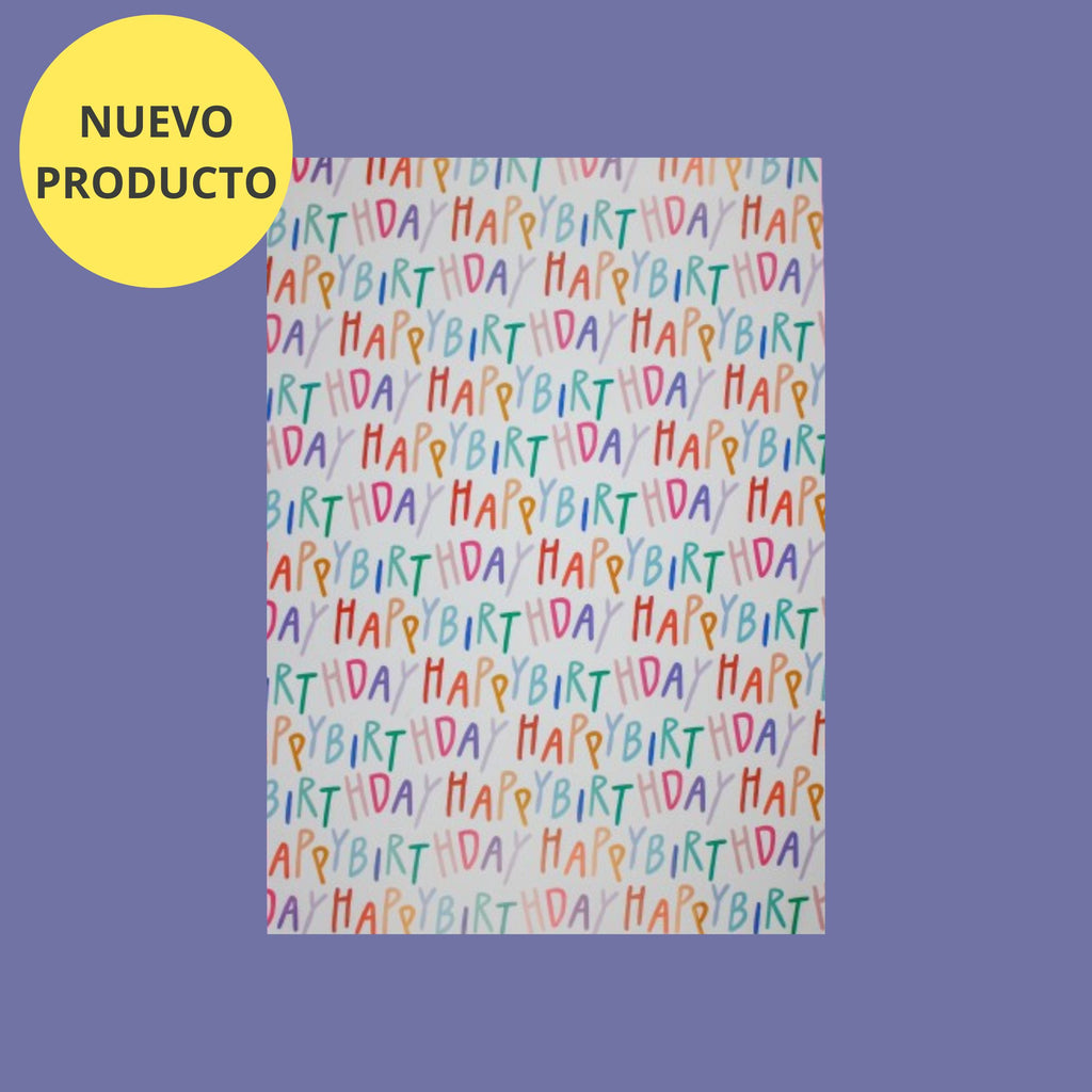 Paquete 10 pliegos de Papel para Regalo - Happy Birthday Multicolor