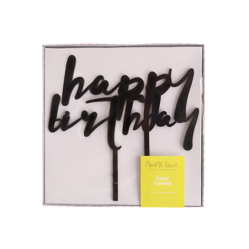 Cake topper negro "Happy Birthday"