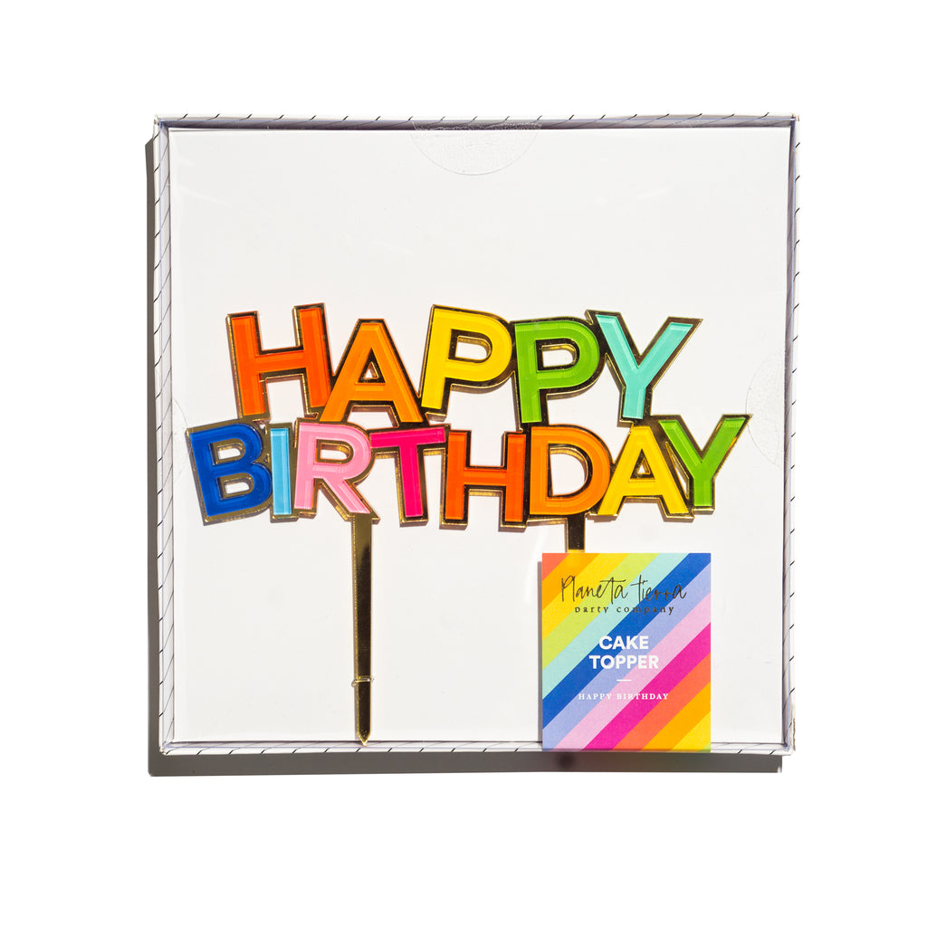 Cake topper "Happy Birthday" oro/multicolor