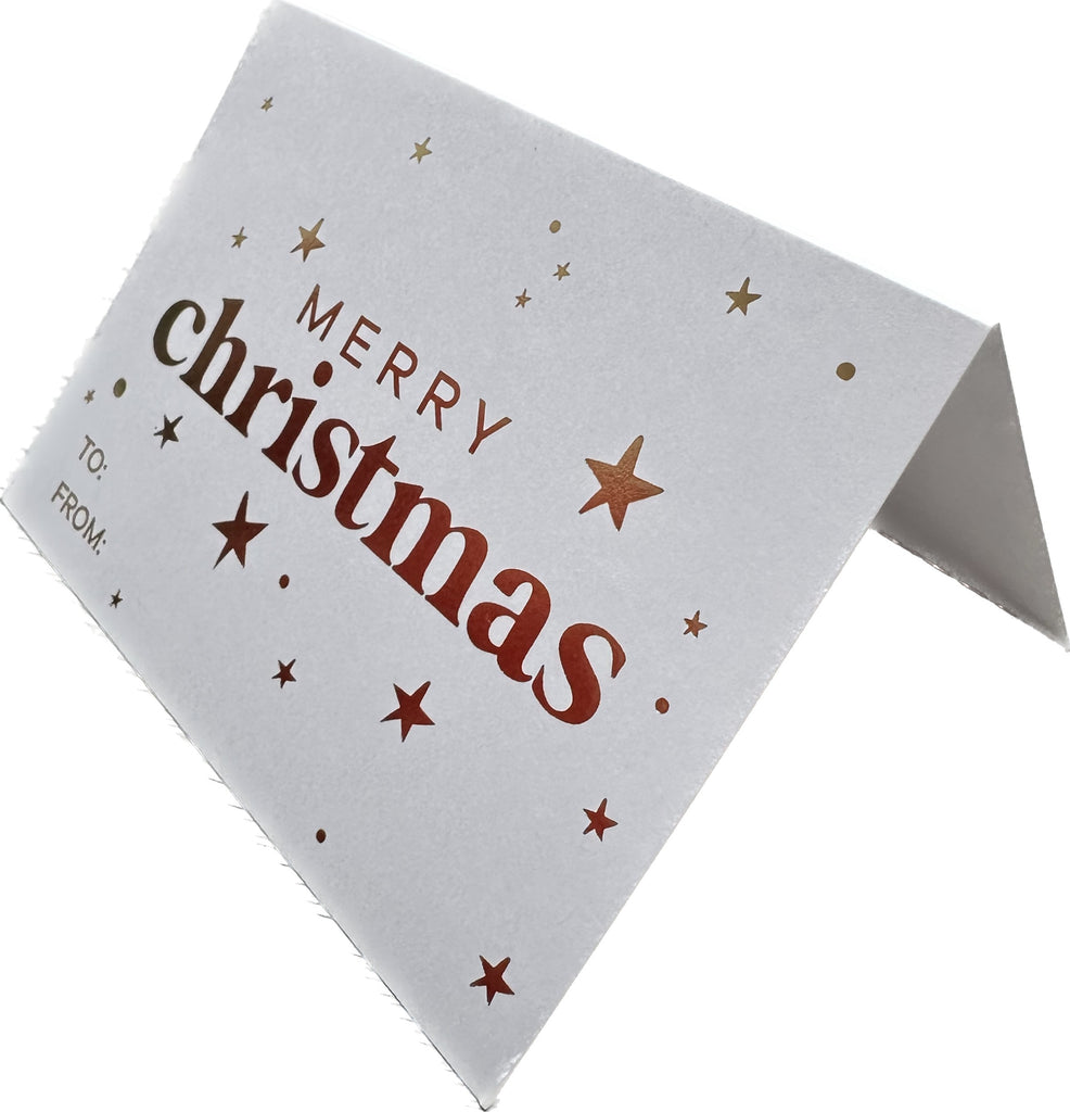 Paquete 10 Tarjetas de Regalo - Merry Christmas blanco con foil