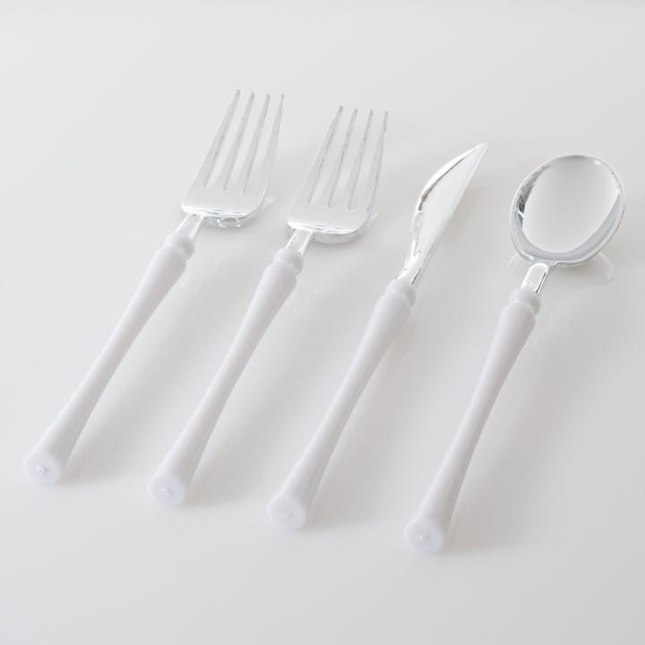 Neo Classic White and Silver Cutlery 32PK