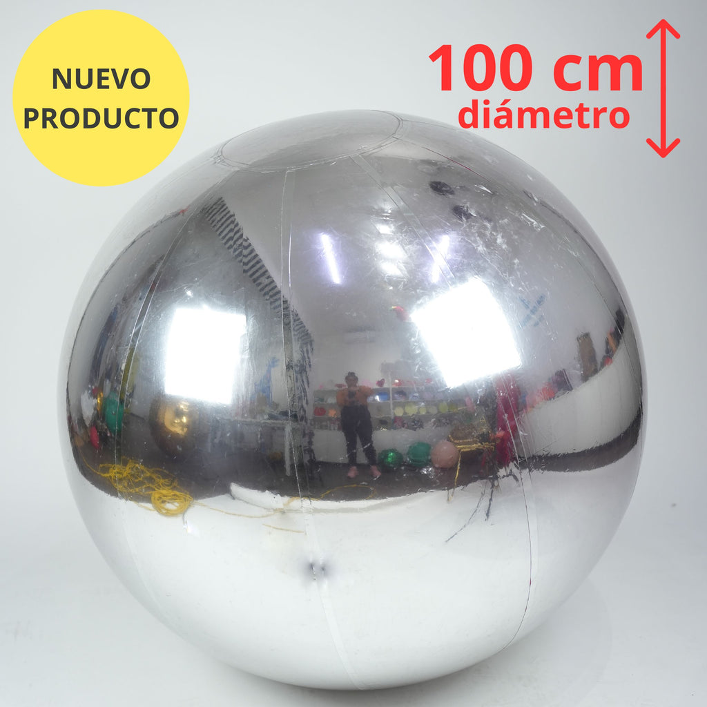 Esfera Inflable 100 cm Plata RE-UTILIZABLE