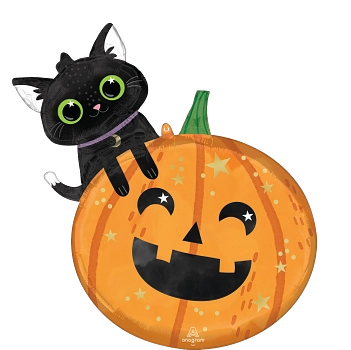 Halloween Cat and Pumpkin 29"