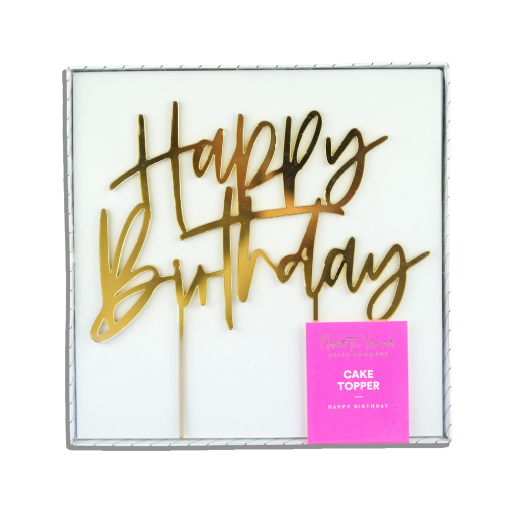 Cake topper acrílico gold "Happy Birthday"