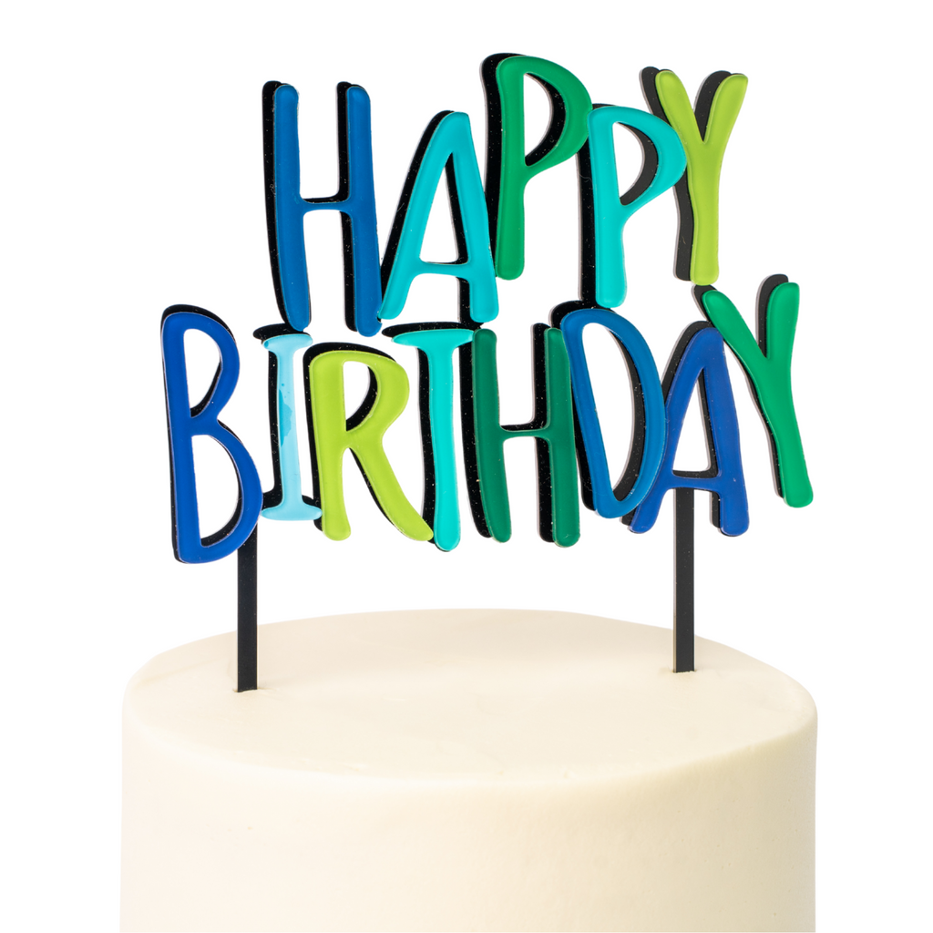 Cake topper "HAPPY BIRTHDAY" NEGRO/AZUL 2025