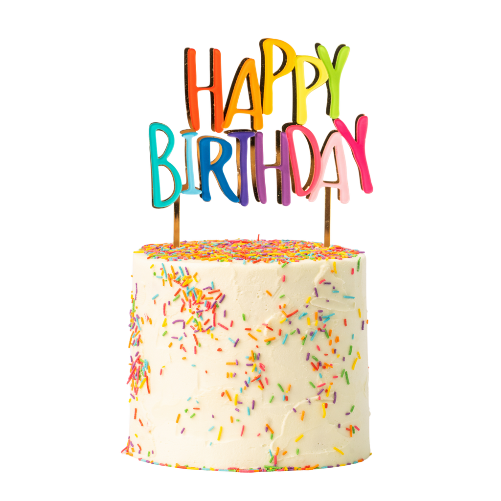 Cake topper "HAPPY BIRTHDAY" GOLD/RAINBOW 2025