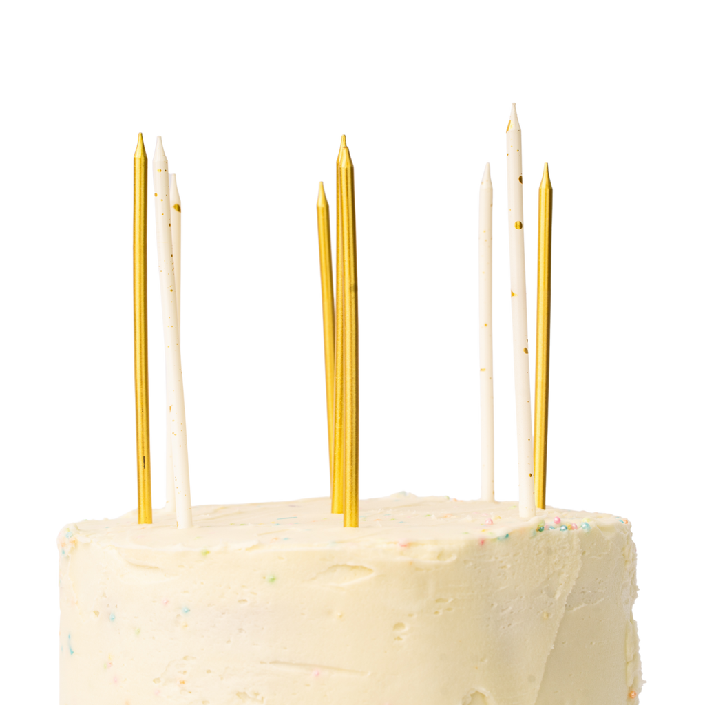 Velas de Cumpleaños Gold & Gold Splash 10pz