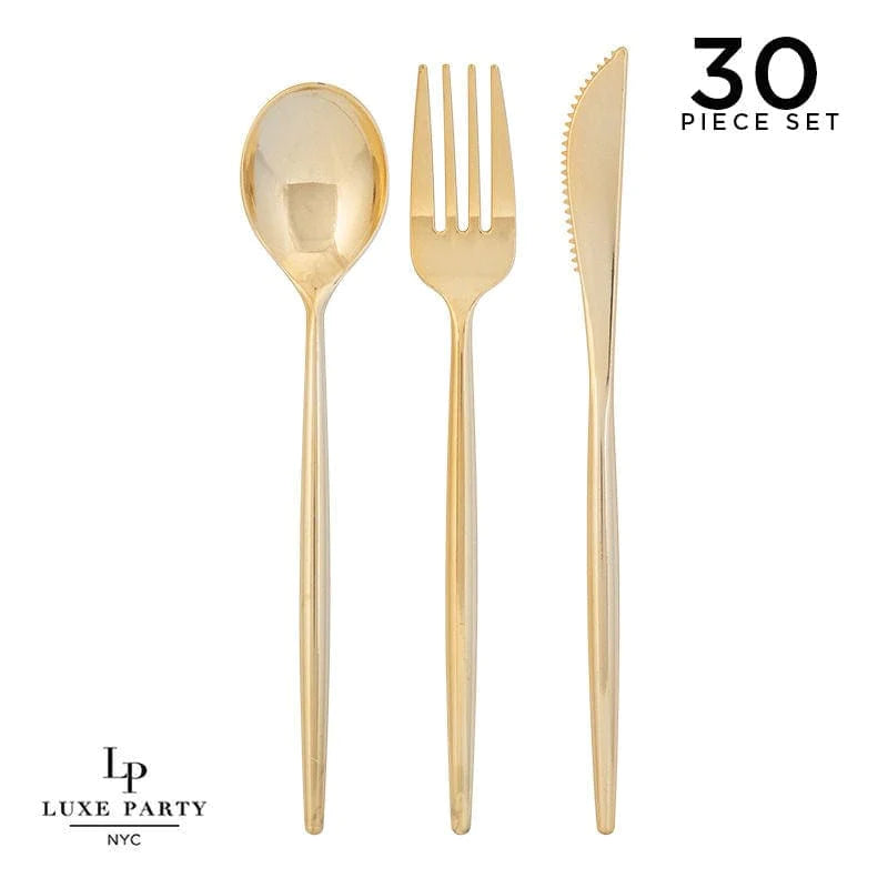 Matrix Gold Plastic Cutlery Set 30 Pk