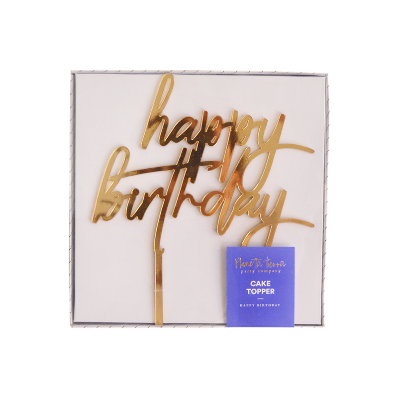 Cake topper dorado "Happy Birthday"