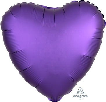 Satin Luxe Purple Royale Corazón 18"