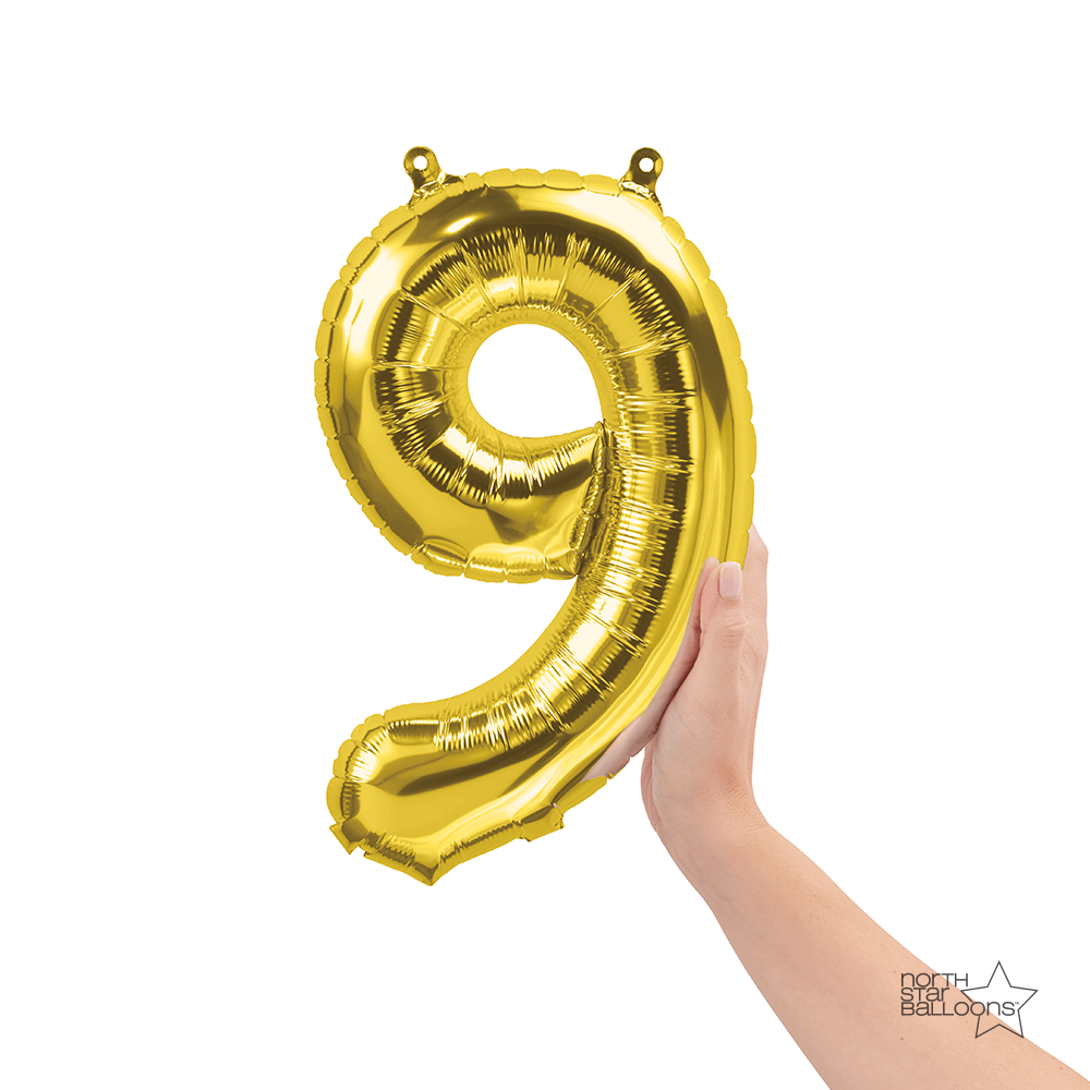 Número 9 dorado 14"