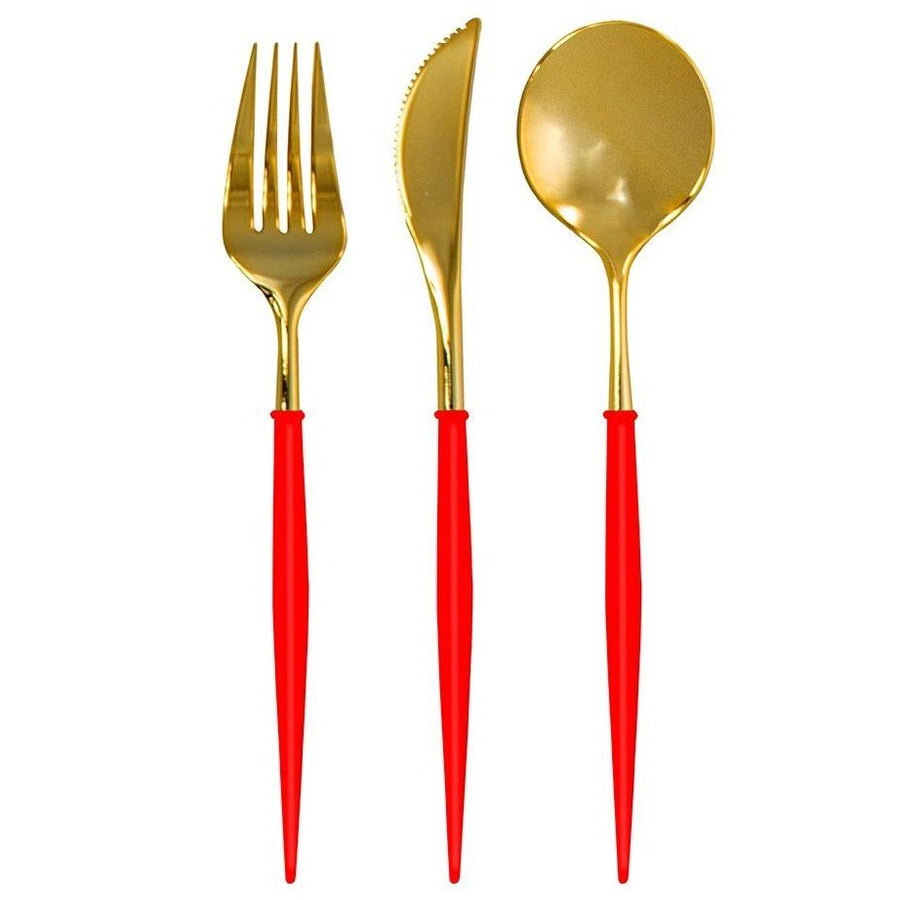 GOLD AND RED BELLA 24PC CUTLERY ASSORTED FLATWARE SET