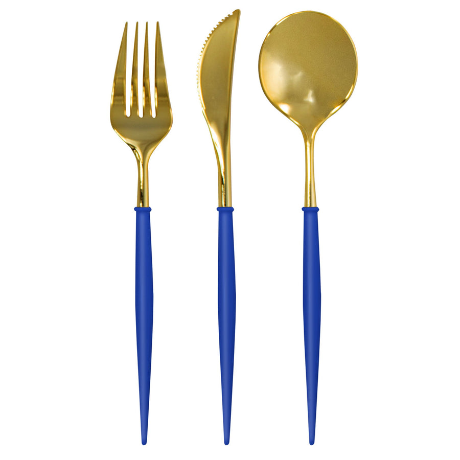 GOLD AND BLUE BELLA 24PC CUTLERY ASSORTED FLATWARE SET