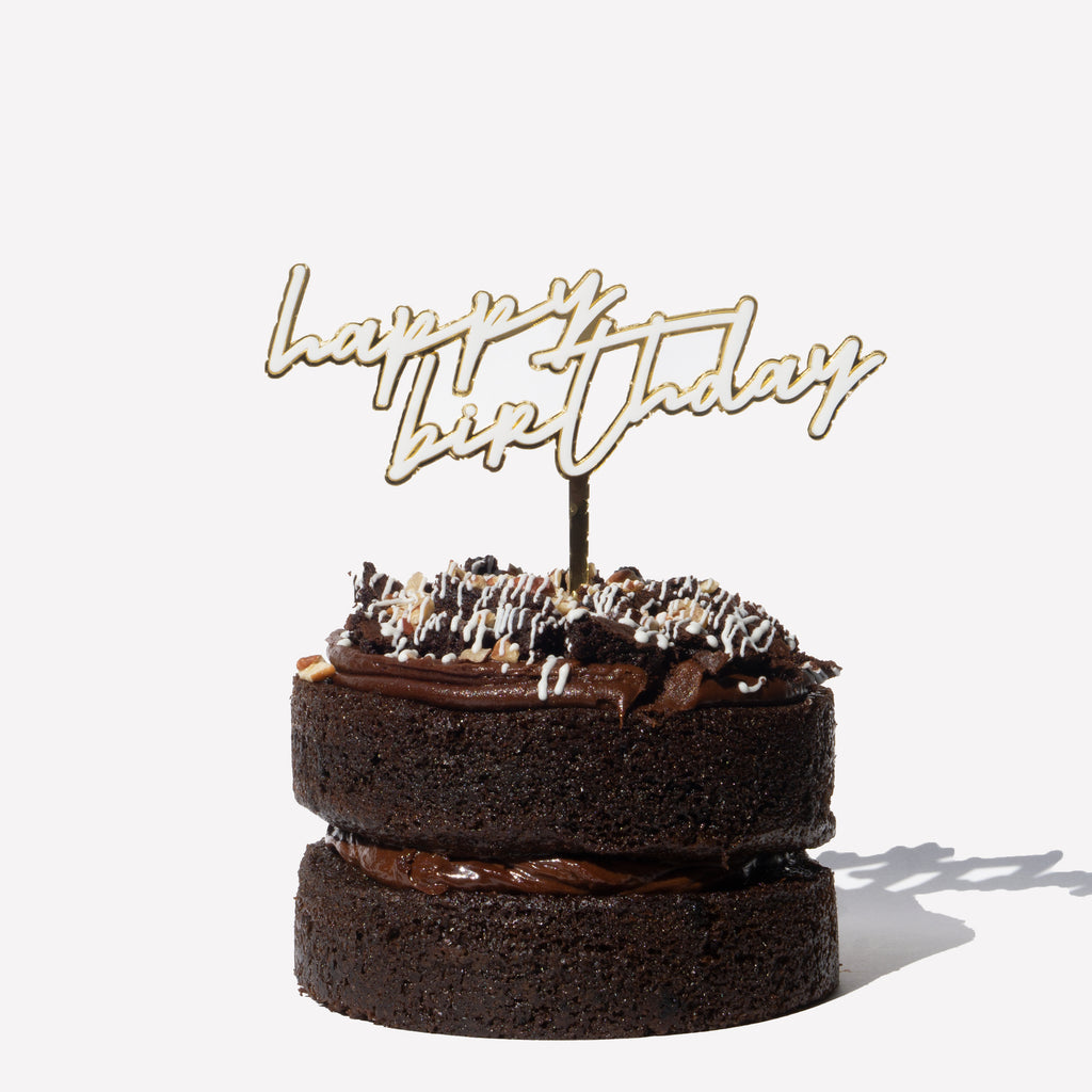 Cake topper "Happy Birthday" oro/blanco