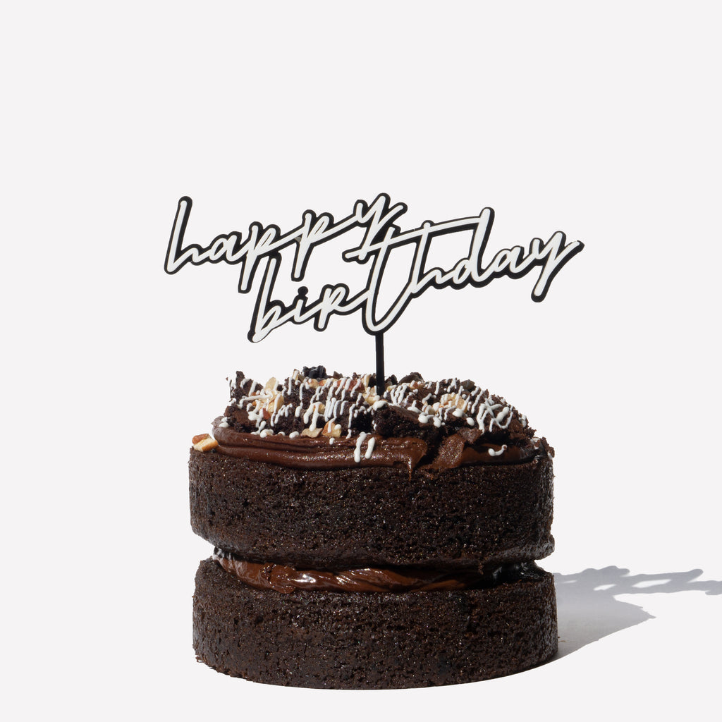 Cake topper "Happy Birthday" negro/blanco