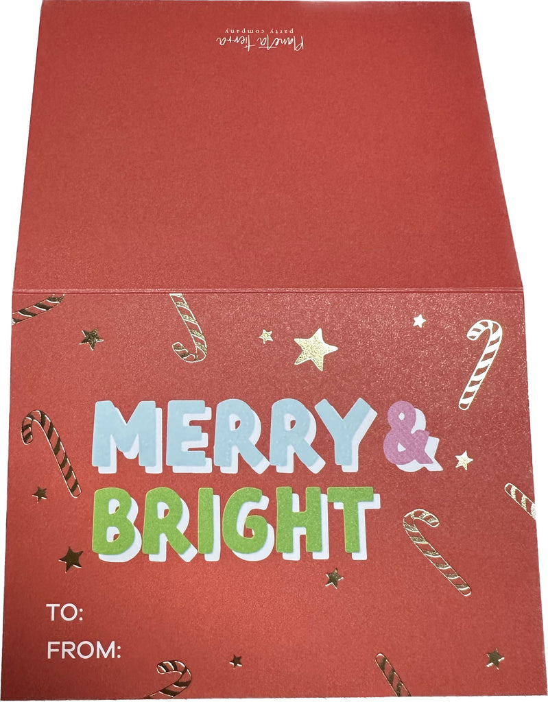 Paquete 10 Tarjetas de Regalo - Merry & Bright rojo con foil