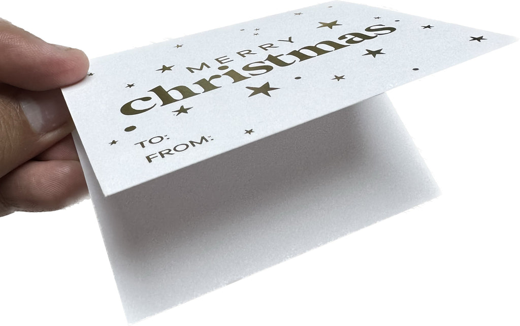 Paquete 10 Tarjetas de Regalo - Merry Christmas blanco con foil