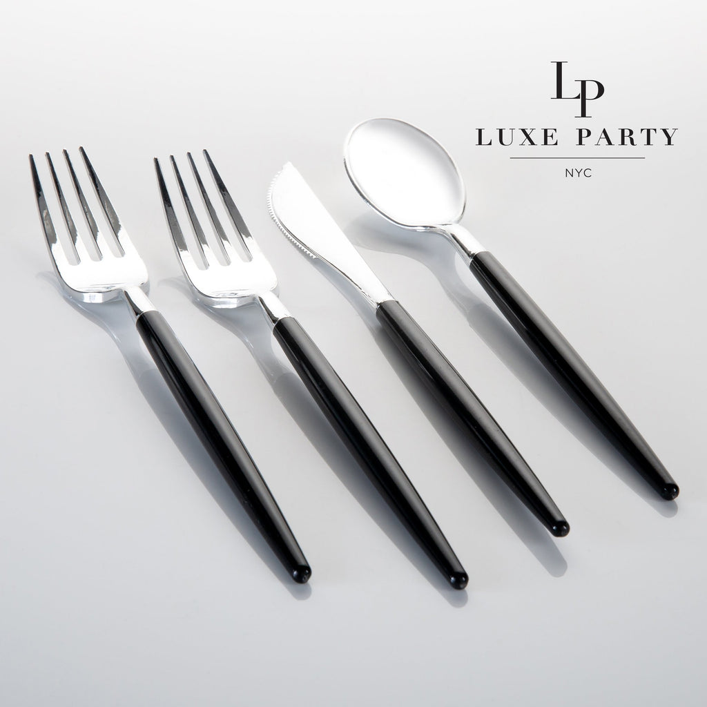 Black and Silver Cutlery Pack 32PK