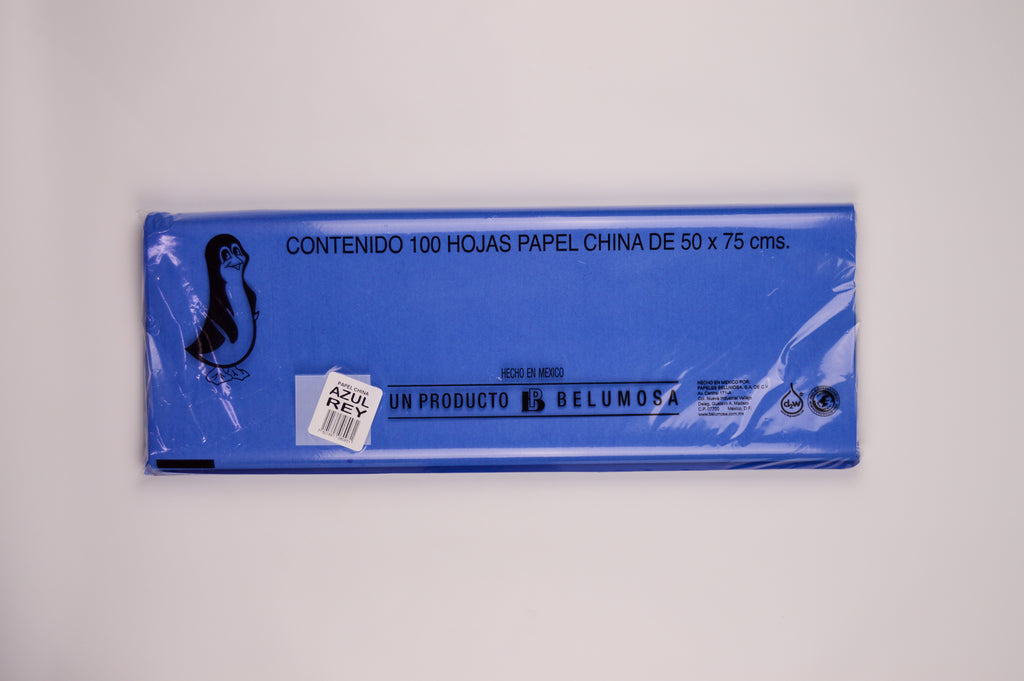 Papel de China 24 Azul Rey, bolsa c/100 hojas