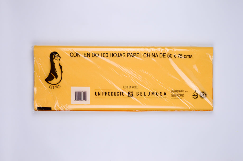 Papel de China 03 Amarillo Huevo, bolsa c/100 hojas