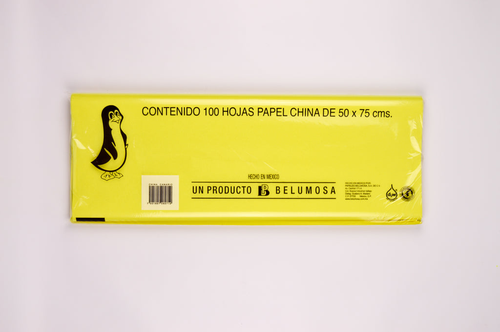 Papel de China 02 Canario, bolsa c/100 hojas