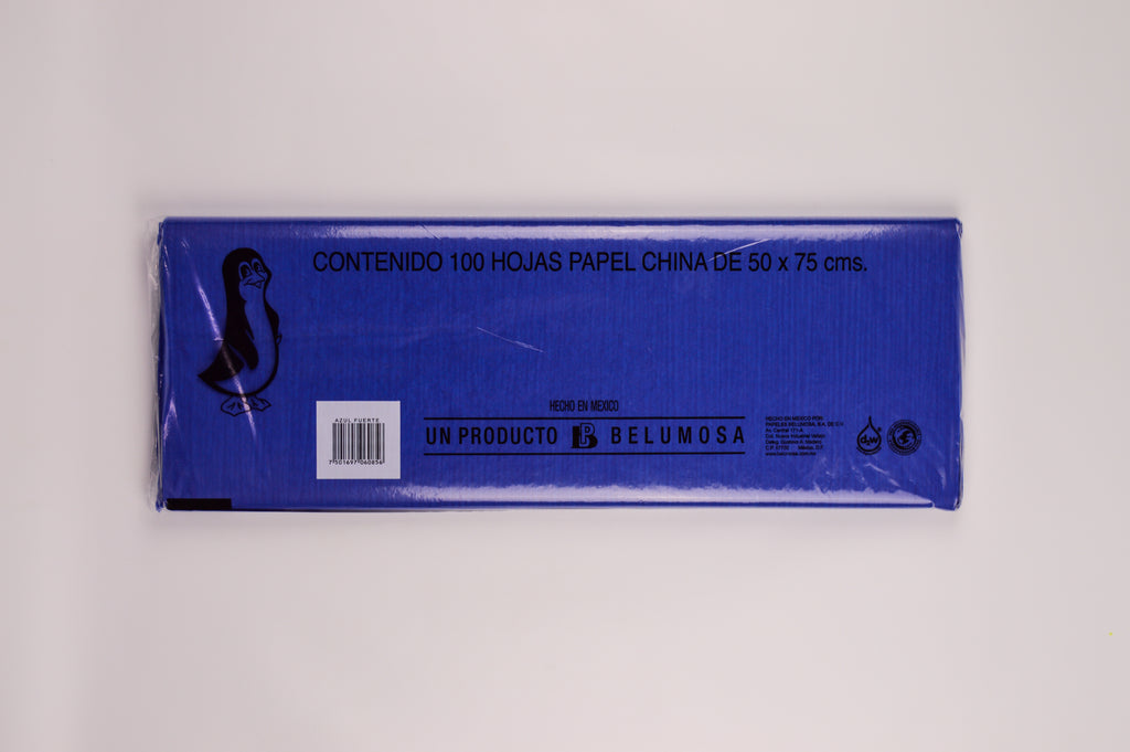Papel de China 16 Azul Fuerte, bolsa c/100 hojas