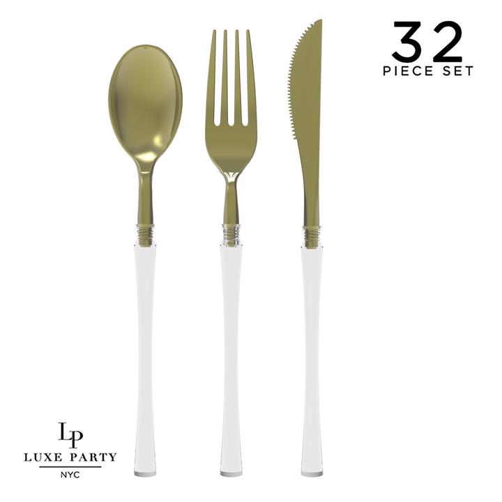 Neo Classic Clear and Gold Cutlery 32PK