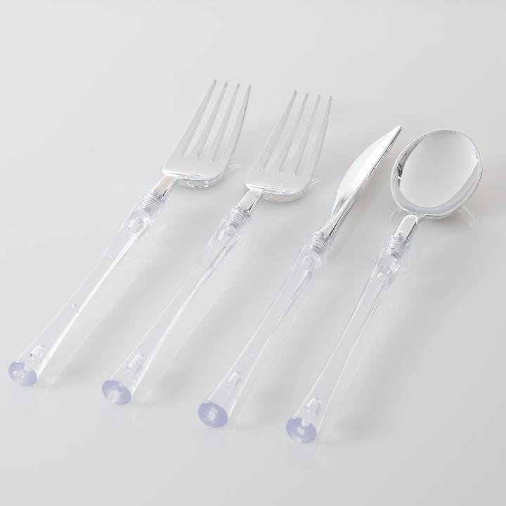 Neo Classic Clear and Silver Cutlery 32PK