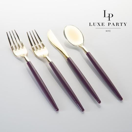 Purple and Gold Cutlery Pack 32PK